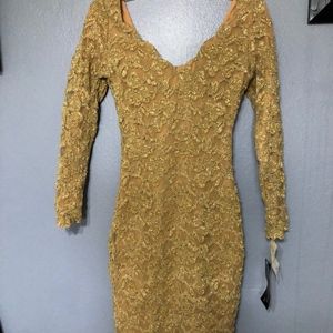 80's gold lace dress